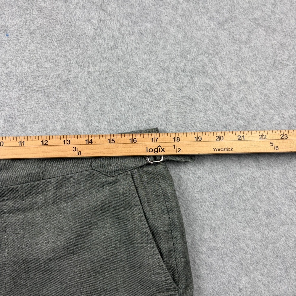 Suitsupply Pants Mens 34x32 Green Brescia Pure Linen Dress Trouser Side Adjuster - Picture 5 of 8